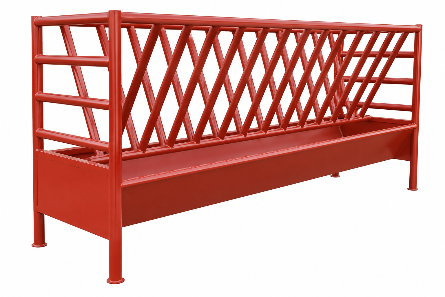 Comedero rojo para caballos y ganado con rejilla triangular LM Ironworks